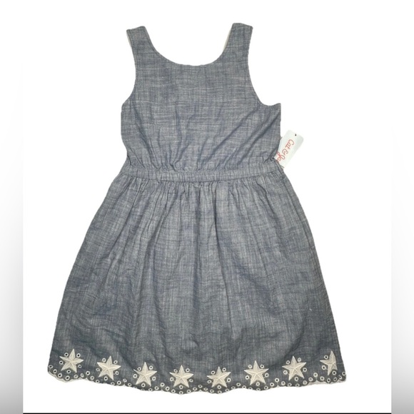 Girl’s Blue Denim Dress with Stars  Kids Sizes USA 4th of July - Picture 1 of 10